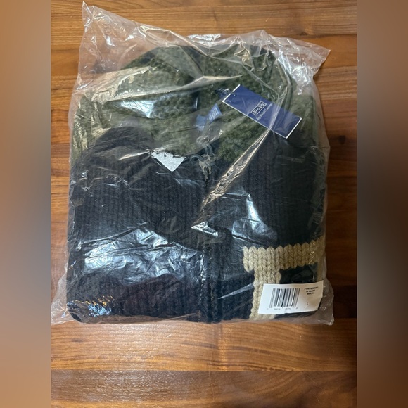 POLO RALPH LAUREN Wool Shawl-Collar Cardigan Black Olive Combo Men’s Size Large - Picture 8 of 11